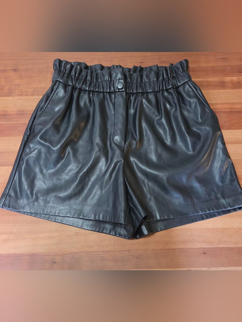Laundry By Shelli Segal High-Waist Black Faux Leather Women’s Shorts